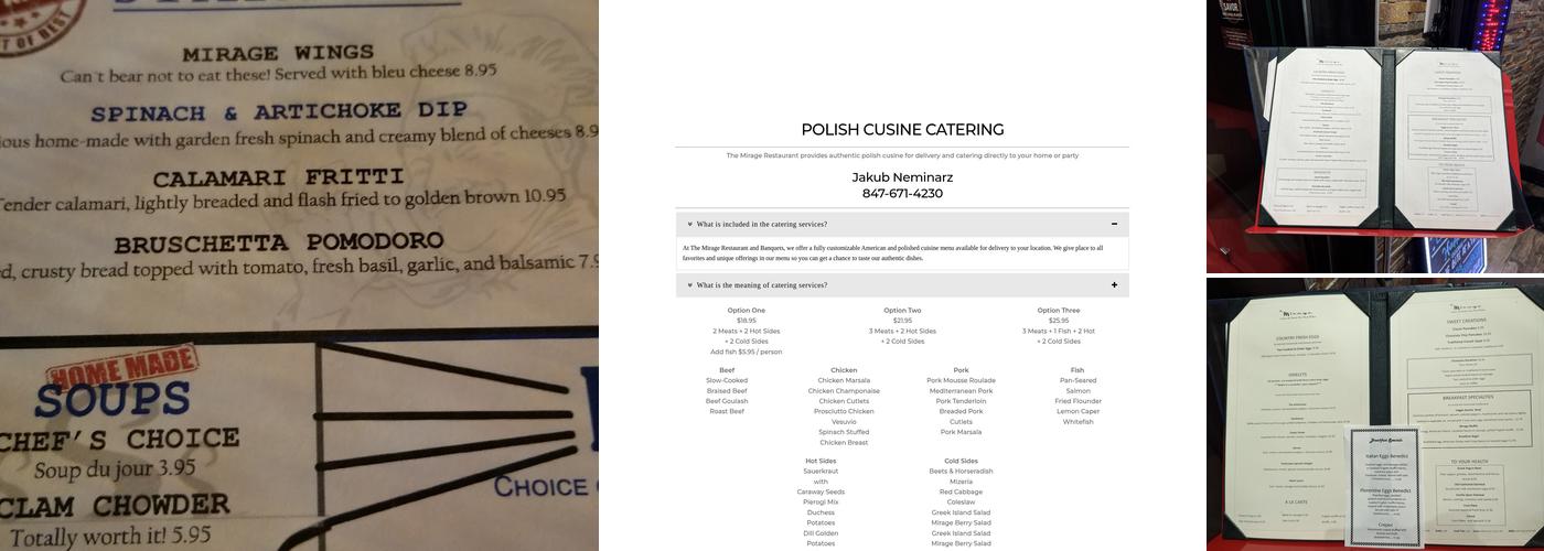 The Mirage Restaurant & Banquets Menu