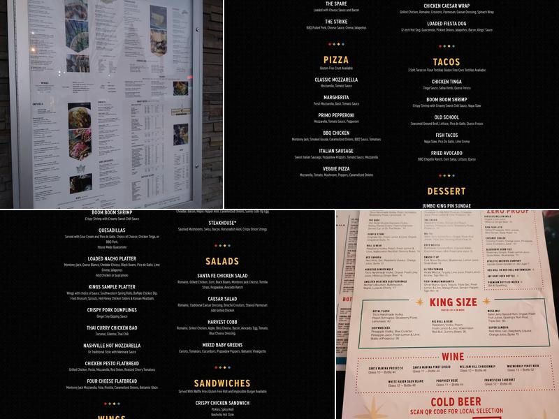 Kings Dining & Entertainment Menu