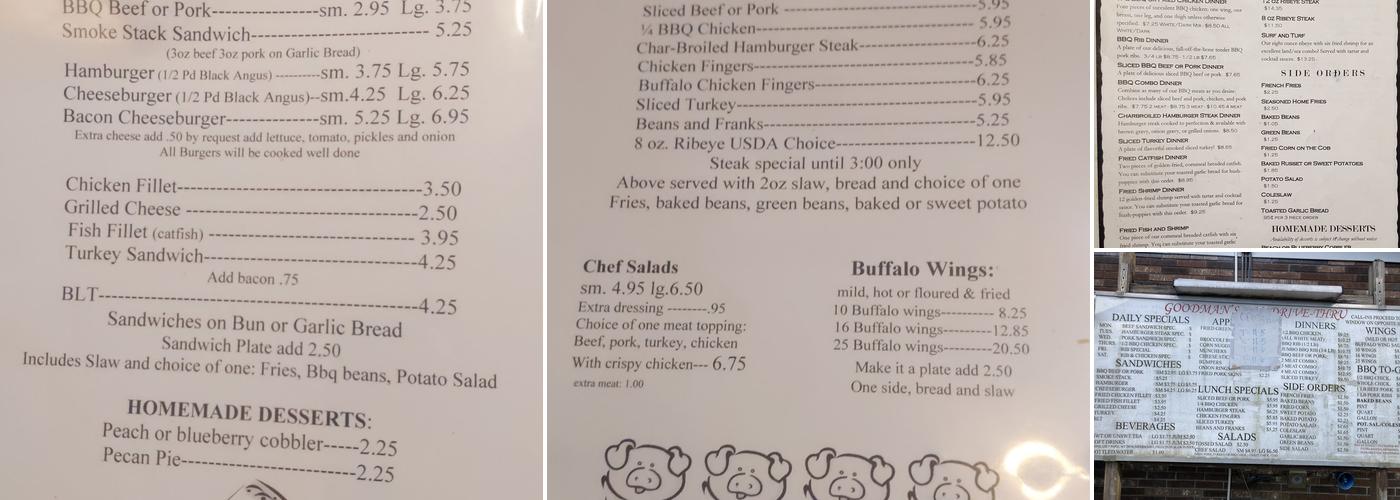 Goodman's Real Pit BBQ Menu