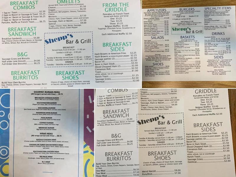 Shepps Bar & Grill Menu