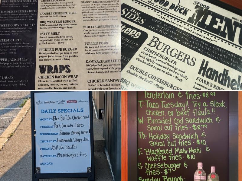 The Wood Duck Bar and Grill Menu