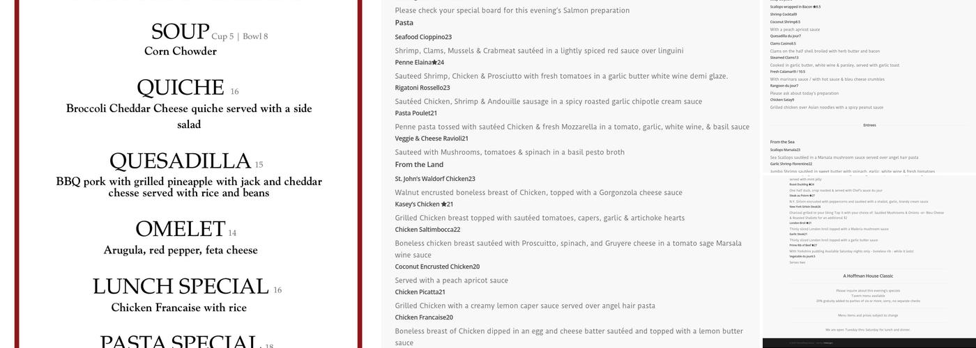 Hoffman House Menu