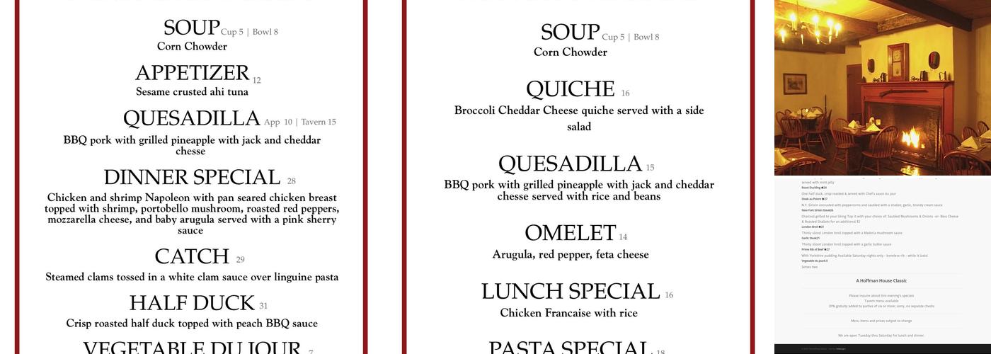 Hoffman House Menu
