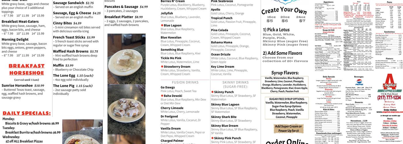 Angelo's Express Menu