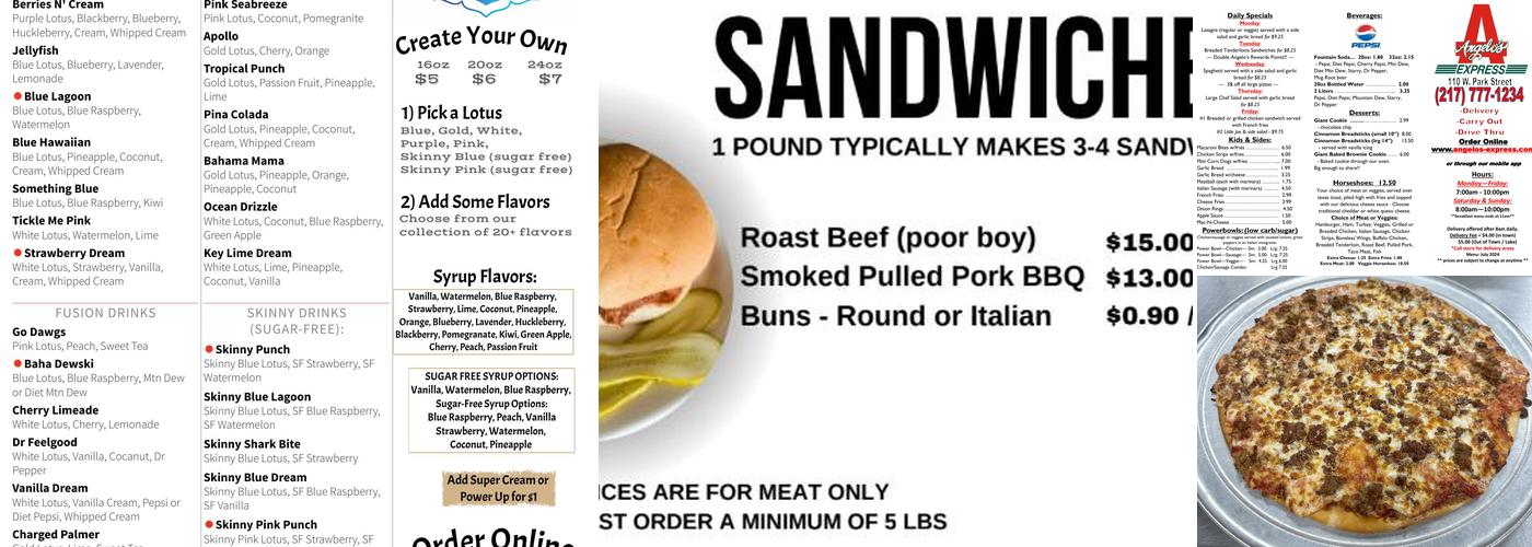 Angelo's Express Menu