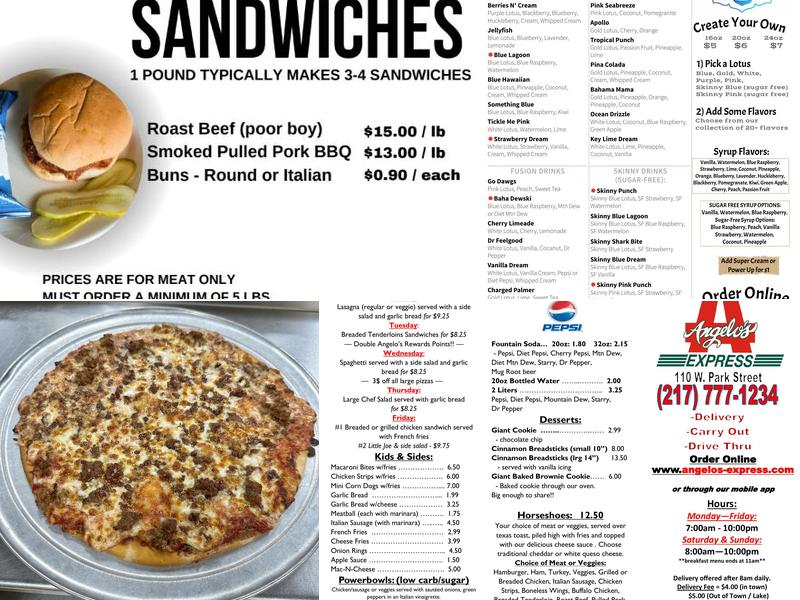 Angelo's Express Menu