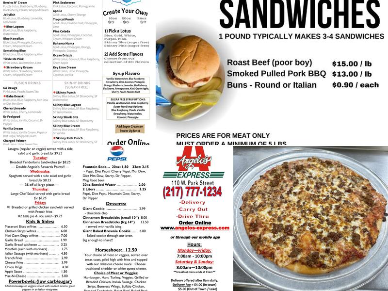 Angelo's Express Menu