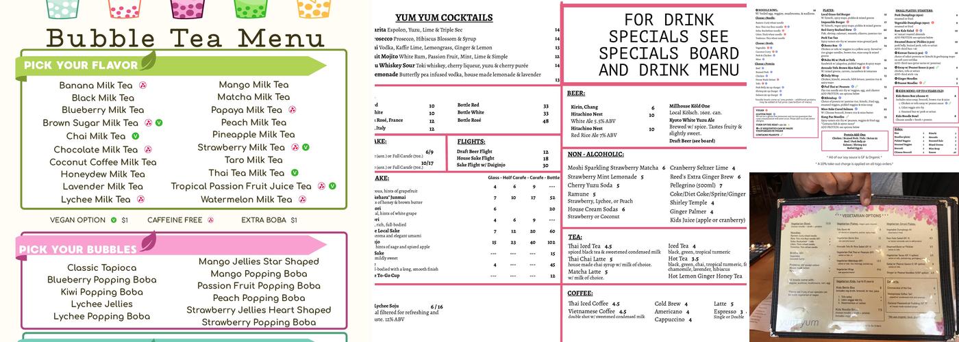 Yum Yum Noodle Bar - Kingston Menu