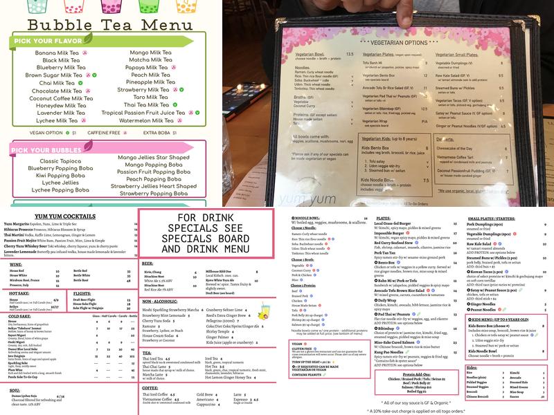 Yum Yum Noodle Bar - Kingston Menu