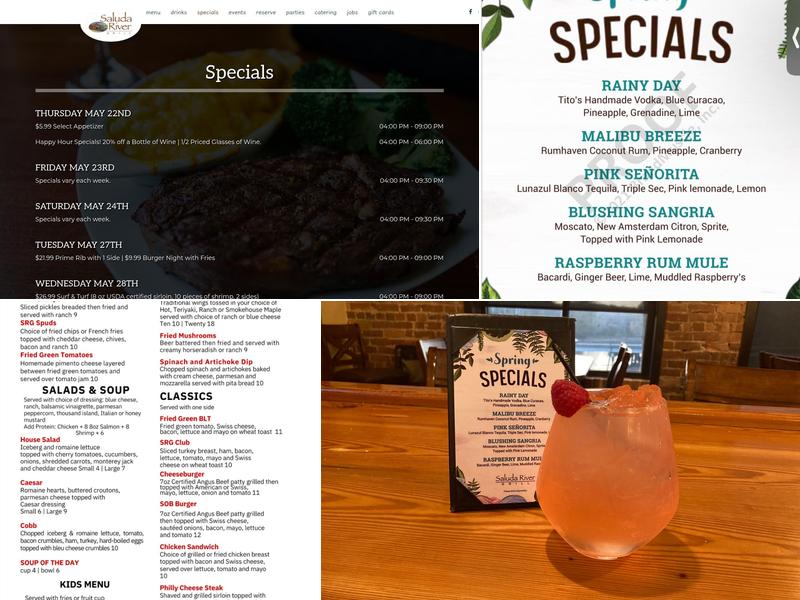 Saluda River Grill Menu