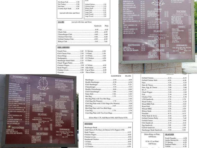 Clock of Williamston Menu