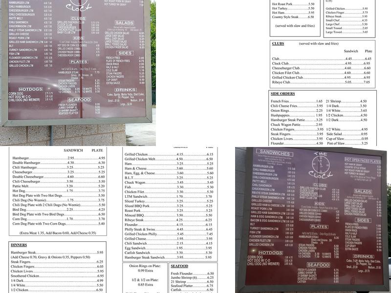 Clock of Williamston Menu