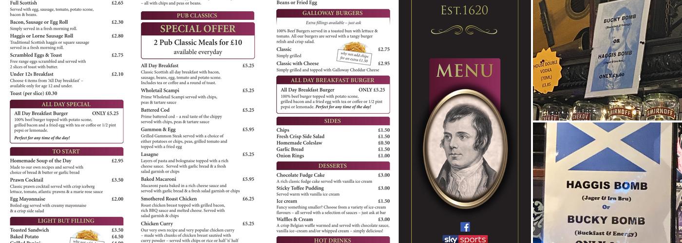 Hole I' The Wa' Inn Menu