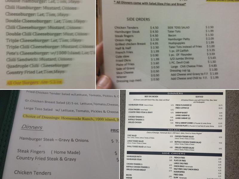 Pete's On Hwy 25 Menu