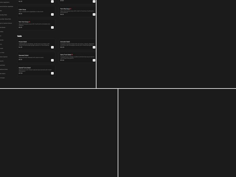 Thai Shokun Restaurant Menu