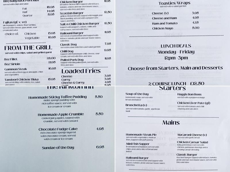 The Kirkton Inn - Carluke Menu