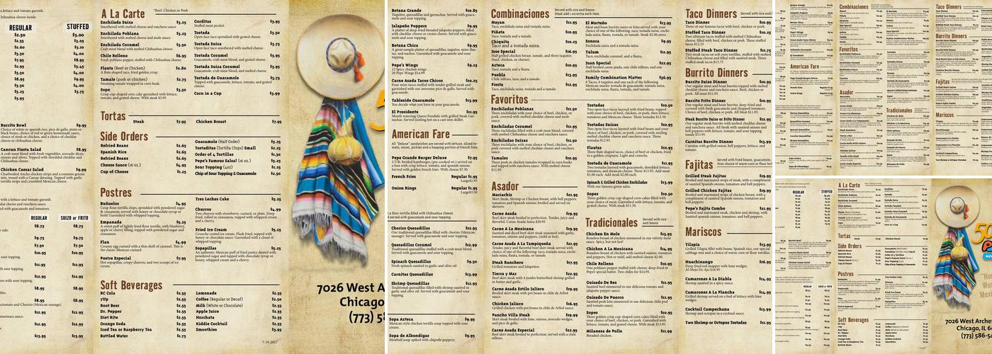 Pepe's Mexican Restaurant Menu