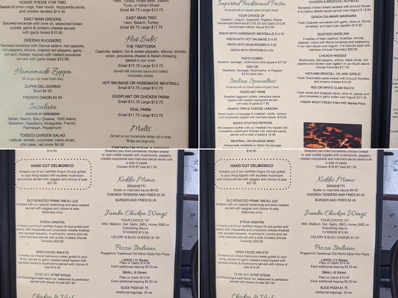 Ruggiero's Trattoria Menu
