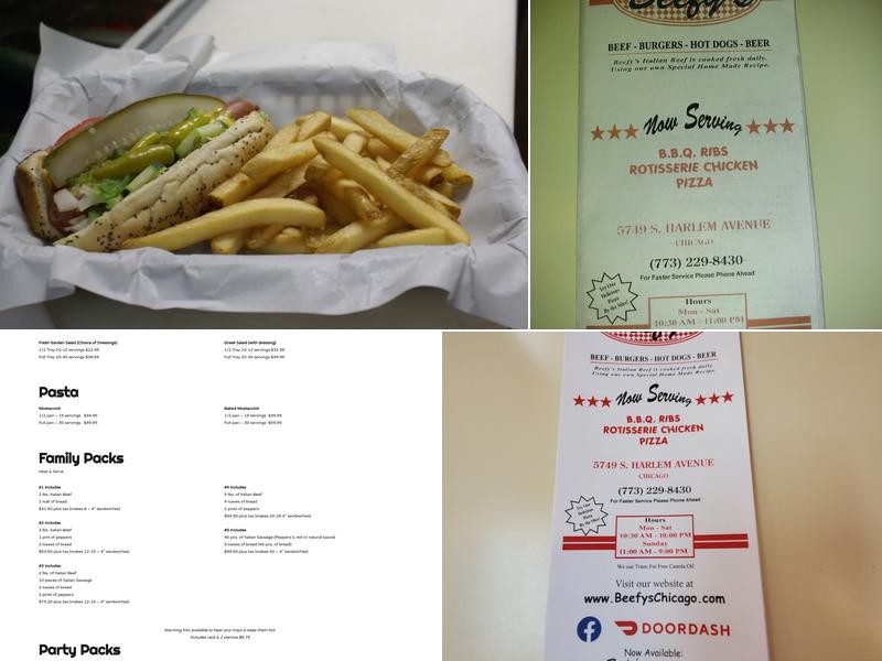 Beefy's Menu