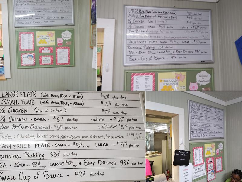 Sweatman's Barbeque Menu