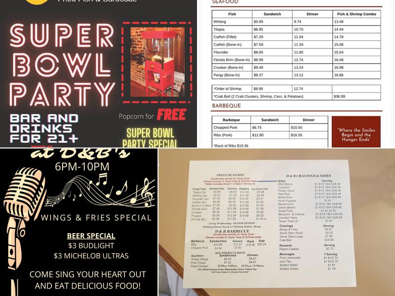 D&B Fish and Barbecue Menu