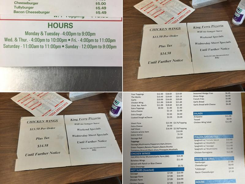 King Ferry Pizzeria Menu