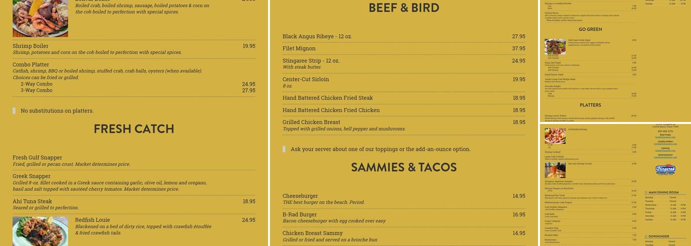 Down Under Cafe Menu