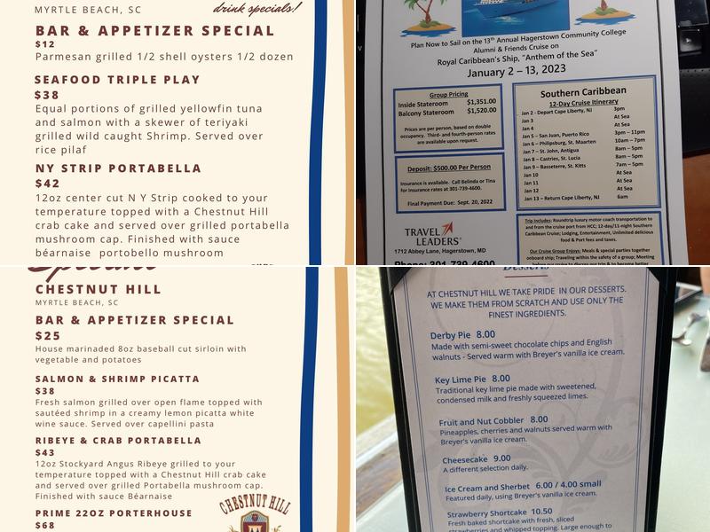 Chestnut Hill Restaurant Menu