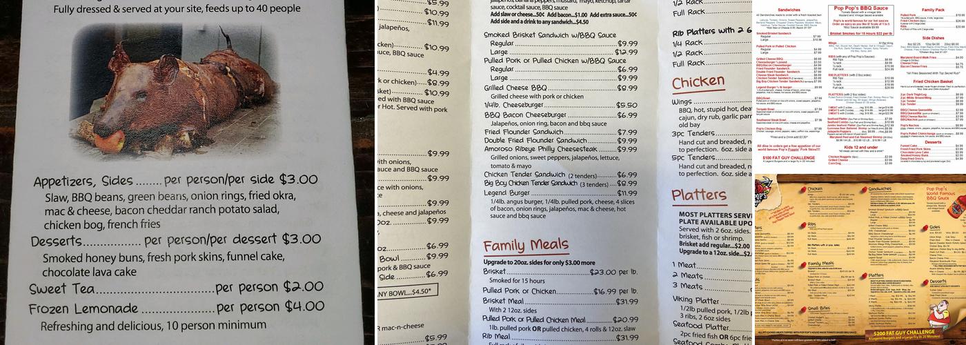 Pop Pop's Pit BBQ Menu