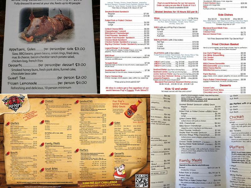 Pop Pop's Pit BBQ Menu