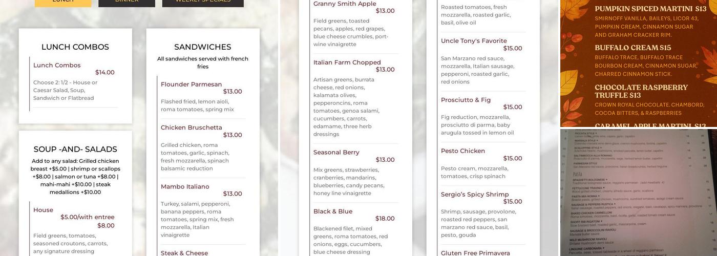 Travinia Italian Kitchen & Wine Bar Menu