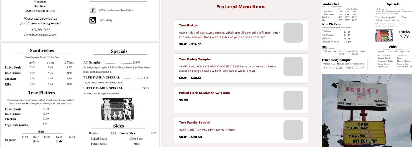 True BBQ Menu