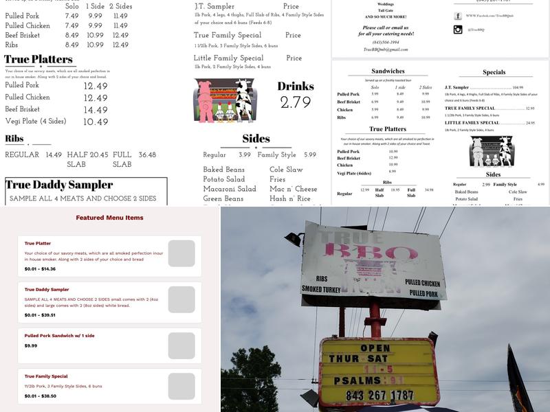 True BBQ Menu