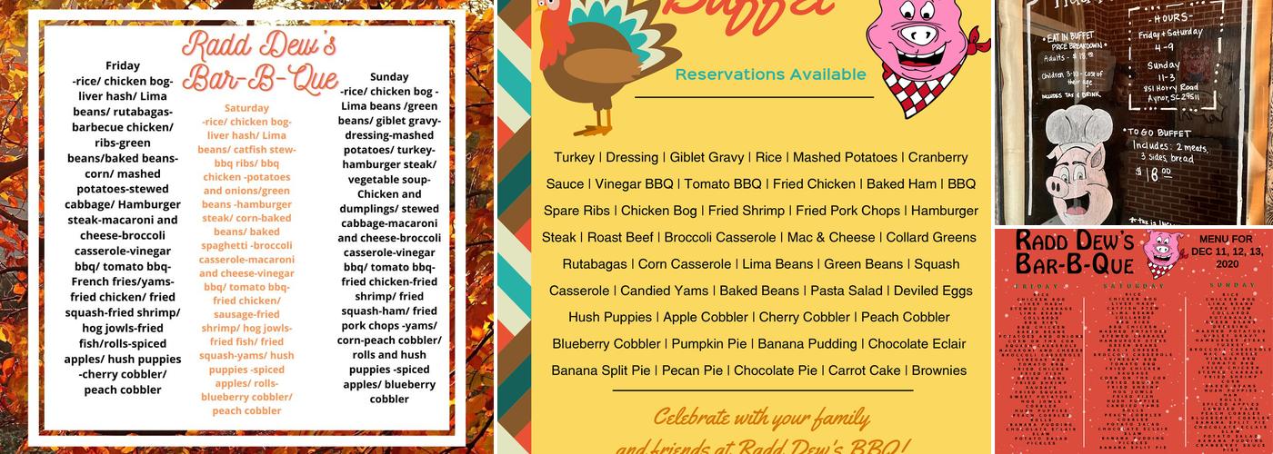 Radd Dew's Bar-B-Que Pit Menu