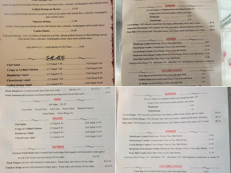 The Corral Menu