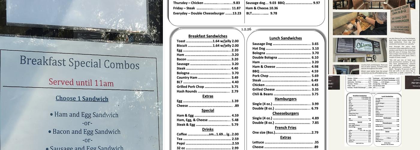 Oliver's Restaurant Menu