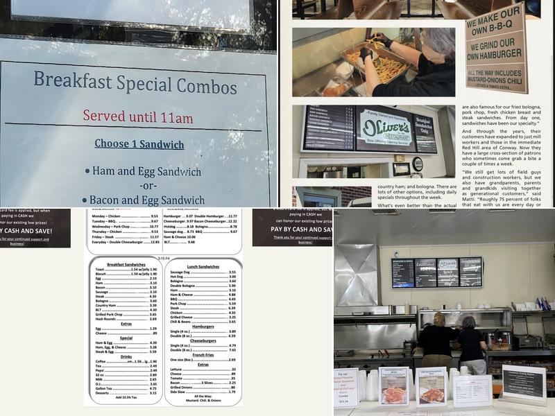 Oliver's Restaurant Menu