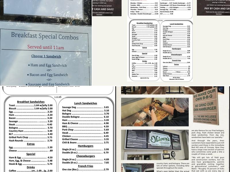 Oliver's Restaurant Menu
