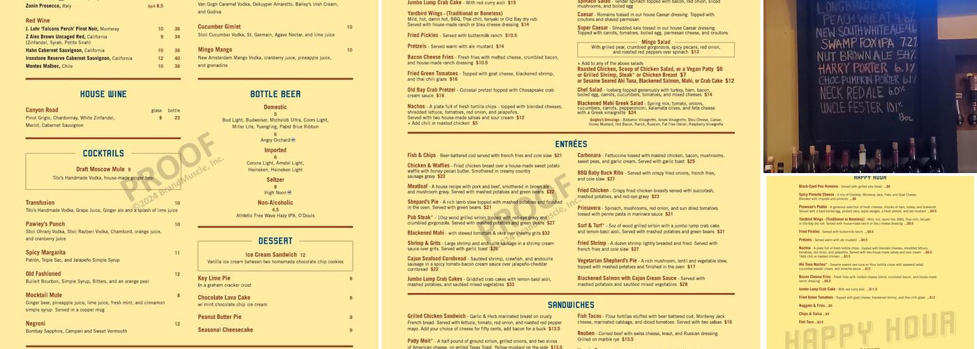 Quigley's Pint & Plate Menu