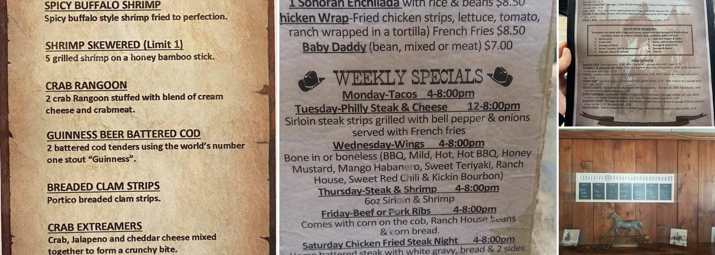 The Ranch House Menu