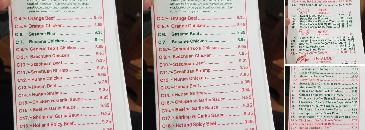 Jin Jin Chinese Restaurant Menu