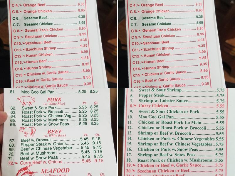 Jin Jin Chinese Restaurant Menu