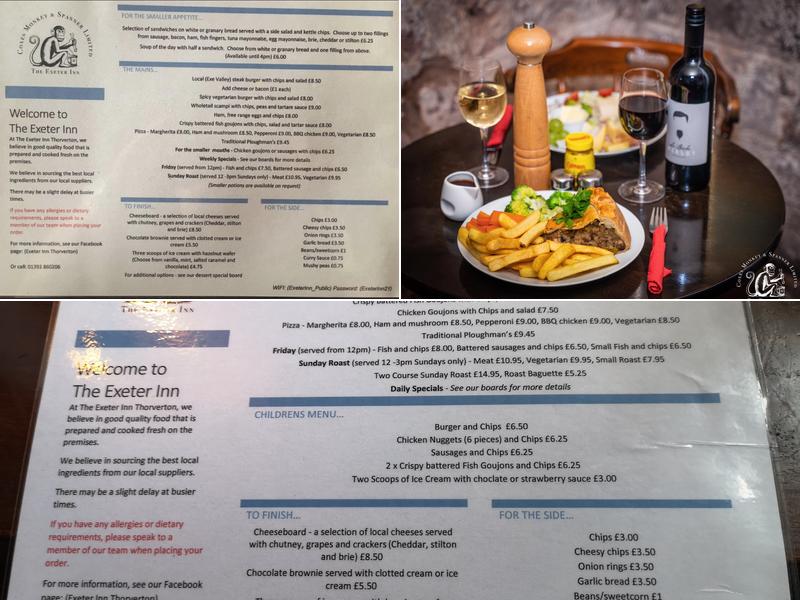 The Exeter Inn Menu