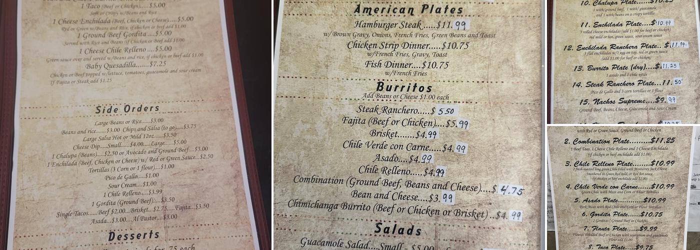 La Fiesta Menu