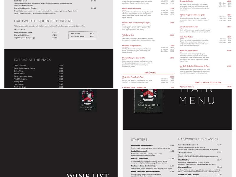 Mackworth Arms Menu