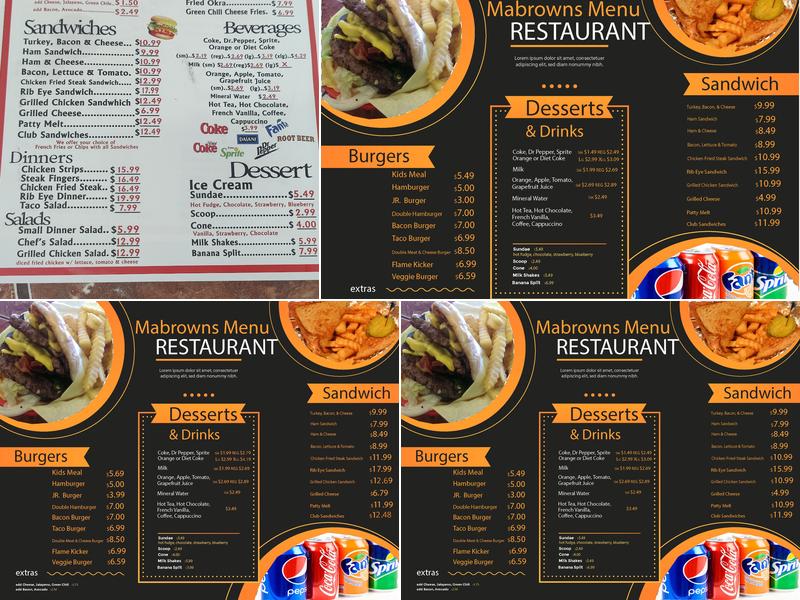 Ma Brown's #3 Menu