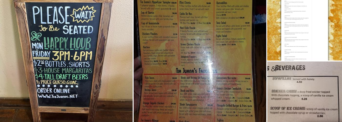Tia Juana's Mexican Grille & Cantina Menu