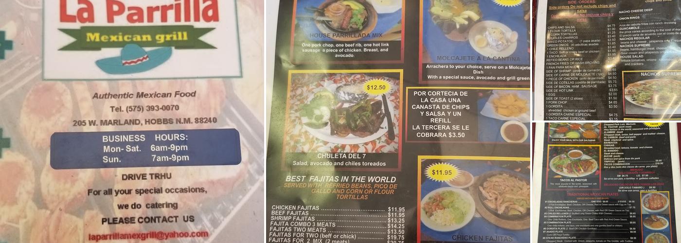 La Parrilla Mexican Grill Menu