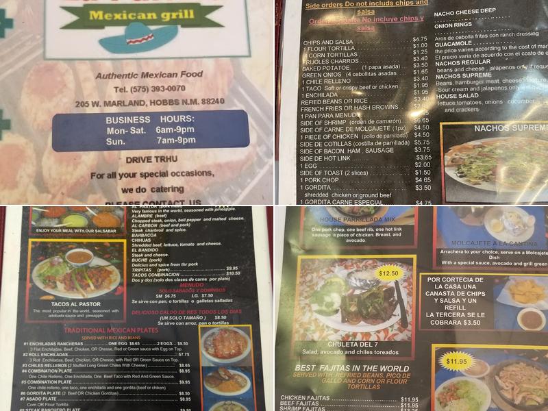 La Parrilla Mexican Grill Menu