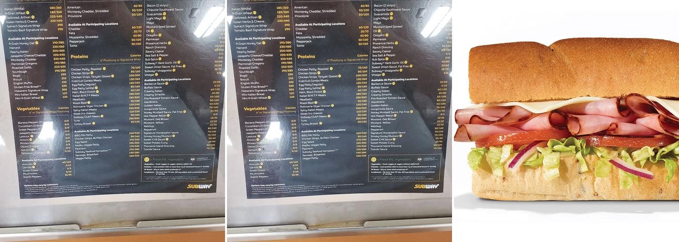 Subway Menu